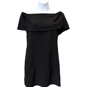Charles Henry Solid Black Off the Shoulder Mini Dress Size Large NWOT
